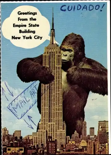 Ak New York City USA, Empire State Building, King Kong, Fotomontage