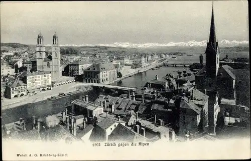 Ak Zürich Stadt Schweiz, Luftbild der Stadt