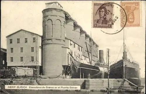 Ak Bahía Blanca Argentinien, Getreidesilos in Puerto Galvan