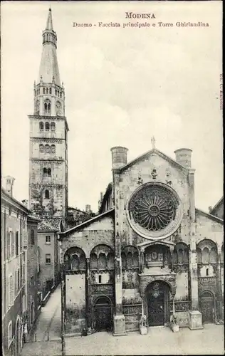 Ak Modena Emilia-Romagna, Duomo, Facciata principale e Torre Ghirlandina