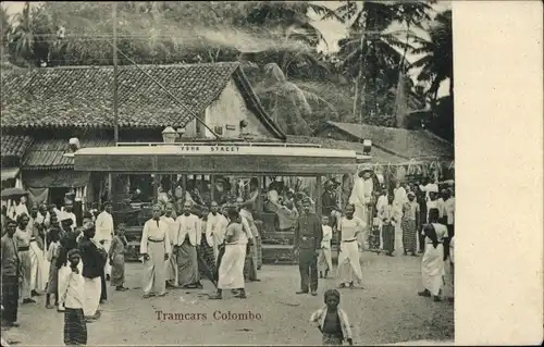 Ak Colombo Ceylon Sri Lanka, tramcar line York Street