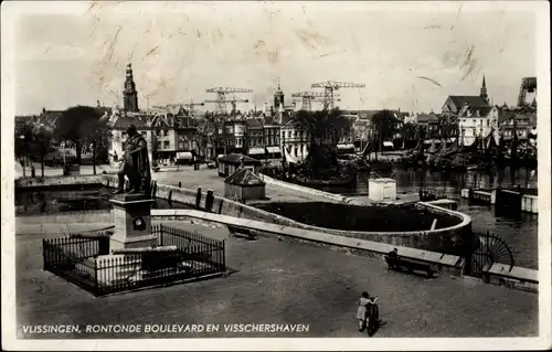 Ak Vlissingen Zeeland, Rontonde Boulevard, Denkmal