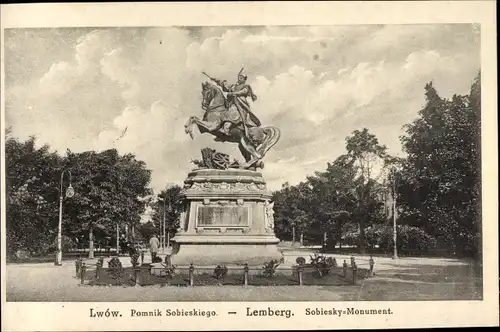 Ak Lwow Lemberg Ukraine, Sobiesky-Monument