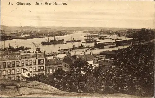 Ak Göteborg Schweden, Utsikt över Hamnen