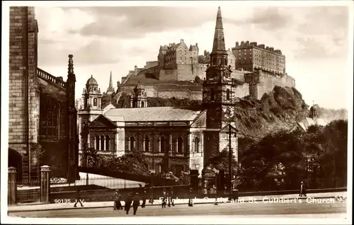 Ak Edinburgh Schottland, Schloss, St. Cuthbert's Church