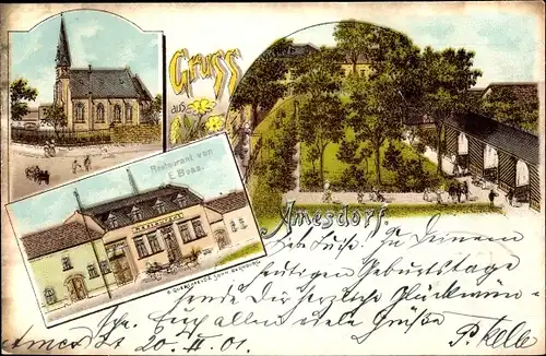 Litho Amesdorf Güsten in Anhalt, Kirche, Restaurant