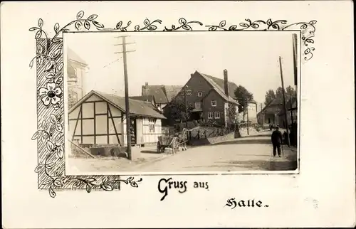 Foto Ak Halle im Weserbergland Niedersachsen, Straßenpartie