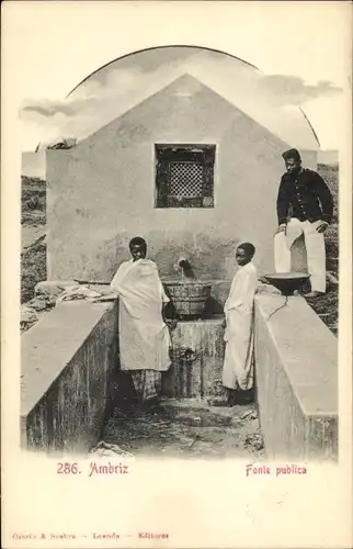 Ak Ambriz Angola, Männer am Brunnen