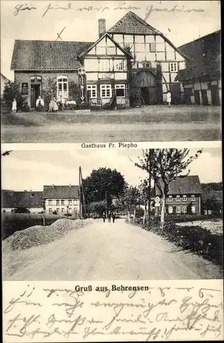 Ak Behrensen Moringen im Solling Niedersachsen, Gasthaus Fr. Piepho, Straßenpartie