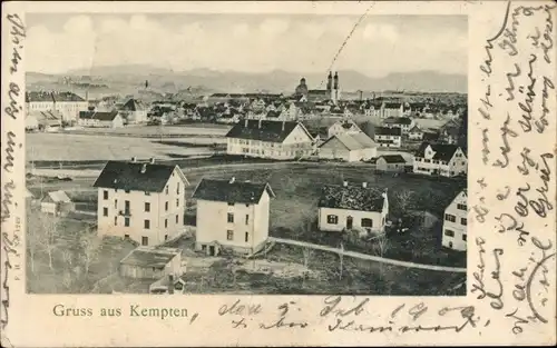 Ak Kempten im Allgäu Schwaben, Totalansicht vom Ort
