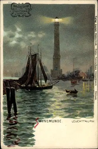 Künstler Litho Hirsch, H, Świnoujście Swinemünde Pommern, Leuchtturm