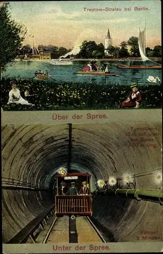 Ak Berlin Treptow, Tunnelbahn Stralau