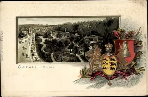 Präge Wappen Litho Cannstatt Stuttgart in Baden Württemberg, Kursaal