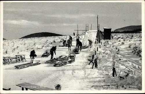 Ak Hahnenklee Bockswiese Goslar, Am Start der Bob Bahn