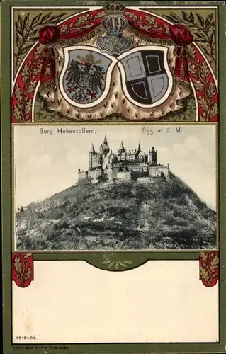 Präge Wappen Passepartout Ak Zimmern Bisingen Zollernalbkreis, Burg Hohenzollern