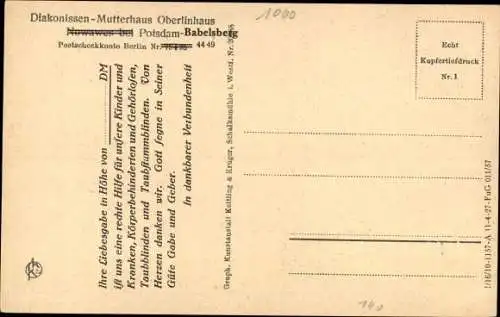 Ak Nowawes Babelsberg Potsdam in Brandenburg, Diakonissen-Mutterhaus Oberlinhaus