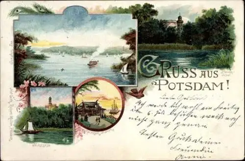 Litho Potsdam in Brandenburg, Ortsansichten, Station, Segelpartie