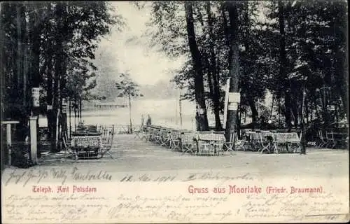 Ak Berlin Zehlendorf Wannsee Moorlake, Restaurant-Terrasse