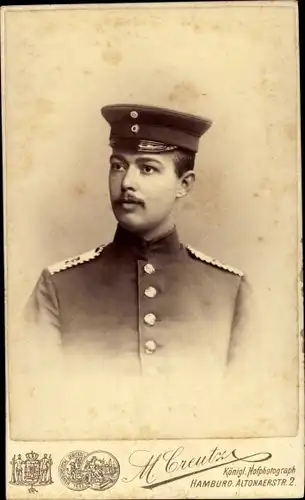 Kabinett Foto Hamburg, Deutscher Soldat in Uniform, Portrait