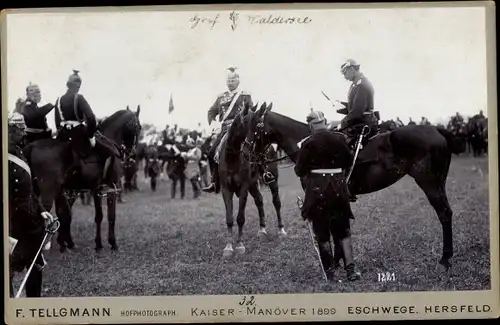 Kabinett Foto Kaisermanöver 1899, Graf Waldersee und Offiziere