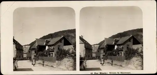 Stereo Foto Oberwesel am Rhein, Straßenpartie im Ort