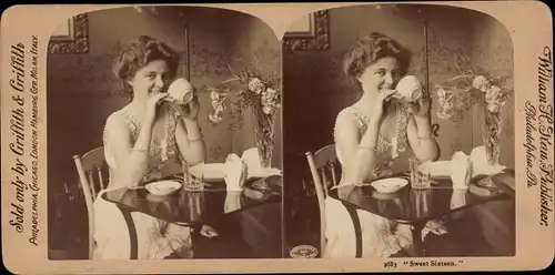 Stereo Foto Philadelphia Pennsylvania USA,  Portrait einer jungen Frau, Sweet Sixteen