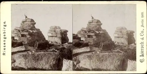 Stereo Foto Karpacz Krummhübel Riesengebirge Schlesien, Mittagsstein, Kletterer