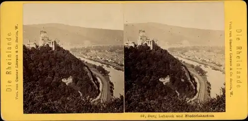 Stereo Foto Oberlahnstein Lahnstein am Rhein, Burg Lahneck, Niederlahnstein