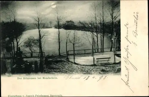 Mondschein Ak Bayreuth in Oberfranken, Röhrensee