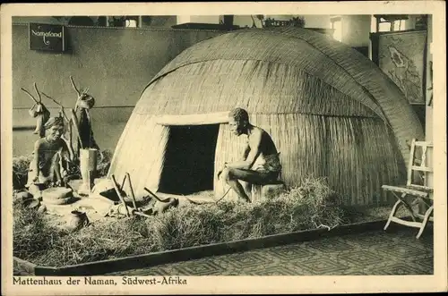 Ak Barmen Wuppertal, Mattenhaus der Naman, Südwest Afrika, Völkerkundliche Ausstellung