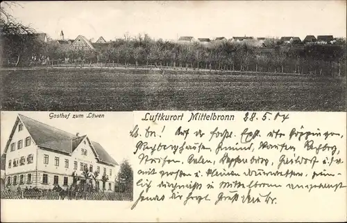 Ak Mittelbronn Gschwend im Ostalbkreis Württemberg, Gesamtansicht, Gasthof zum Löwen