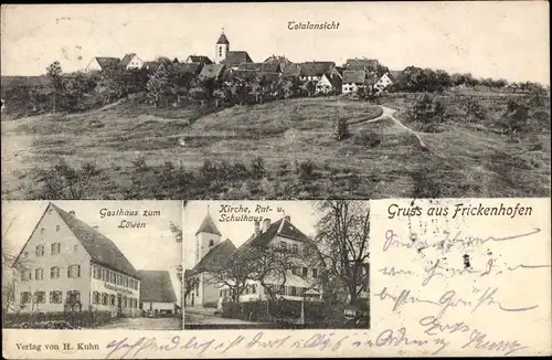 Ak Frickenhofen Gschwend Ostalbkreis, Gasthaus zum Löwen, Kirche, Rathaus, Schulhaus