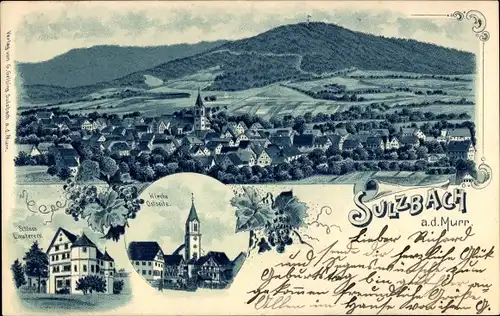 Litho Sulzbach an der Murr, Schloss Lautereck, Kirche, Gesamtansicht