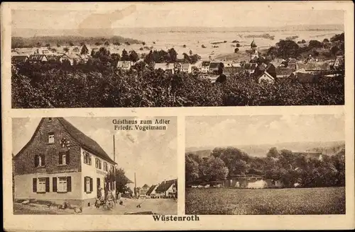 Ak Wüstenroth Wüstenrot in Württemberg, Gesamtansicht, Gasthaus zum Adler