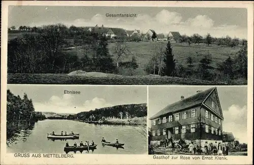 Ak Mettelberg Murrhardt in Württemberg, Gesamtansicht, Ebnisee, Gasthof zur Rose