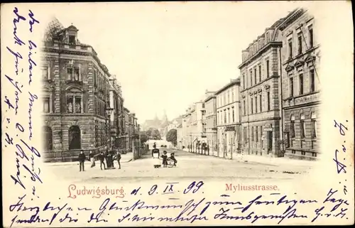 Ak Ludwigsburg in Württemberg, Myliusstraße, Rathaus