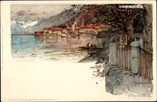 Künstler Litho Wielandt, Manuel, Bellagio Lago di Como Lombardia, Panorama