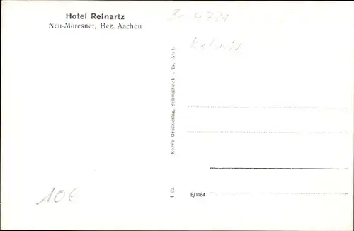 Ak Neu Moresnet Kelmis Wallonien Lüttich Belgien, Hotel Reinartz