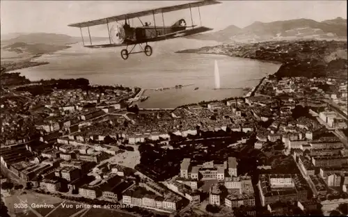 Ak Genf Stadt Schweiz, Panorama, Flugzeug