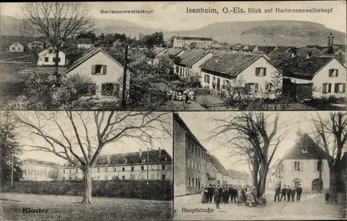 Ak Issenheim Isenheim Elsass Haut Rhin, Hartmannsweilerkopf, Kloster, Hauptstraße