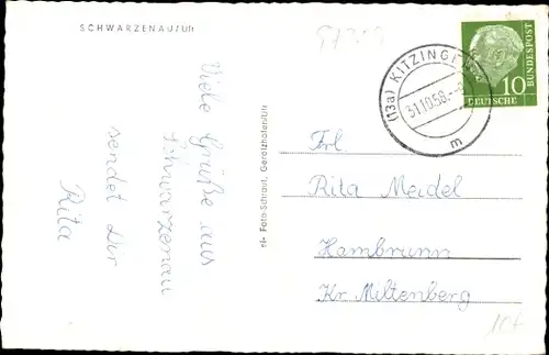 Ak Schwarzenau Schwarzach am Main Unterfranken, Gasthaus Sass, Staatl. Versuchs- u. Lehranstalt