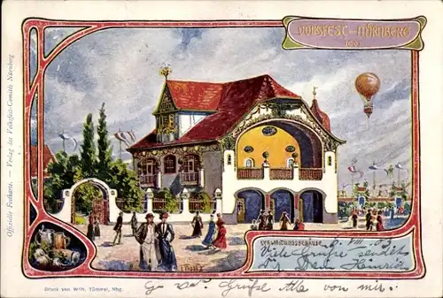 Künstler Ak Nürnberg in Mittelfranken, Volksfest 1903, Verwaltungsgebäude