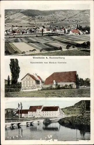 Ak Westheim Hammelburg in Unterfranken Bayern, Gesamtansicht, Kunstmühle von Markus Eberlein