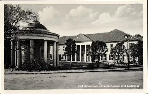 Ak Bad Liebenstein im Thüringer Wald, Brunnentempel, Badehaus