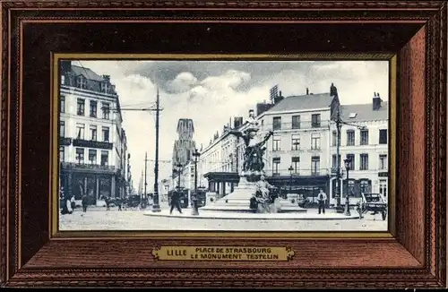 Passepartout Ak Lille Nord, Place de Strasbourg, Monument Testelin