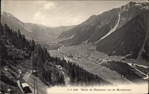 Ak Chamonix Mont Blanc Haute Savoie, Tal, Blick von Montenvers