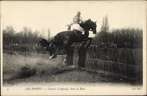 Ak Paris XVI Passy Auteuil, Auteuil-Rennen, Hürdensprung