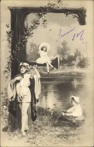 Buchstaben Ak Buchstabe F, Frau, Kinder