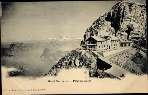 Ak Kanton Luzern Schweiz, Pilatus Kulm, Hotel Bellevue