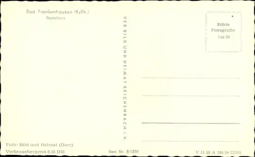 Ak Bad Frankenhausen am Kyffhäuser Thüringen, Badehaus